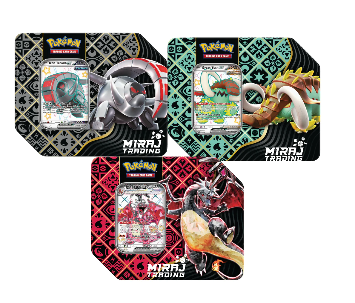 Pokemon: Scarlet & Violet: Paladin Fates Tins: Great Tusk / Charizard ...